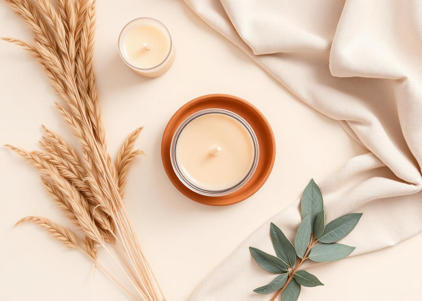 Bougie artisanale et pampas